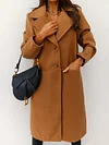 Stylish Lapel Collar Buttoned Pocket Solid Color Simple Woolen Outerwear