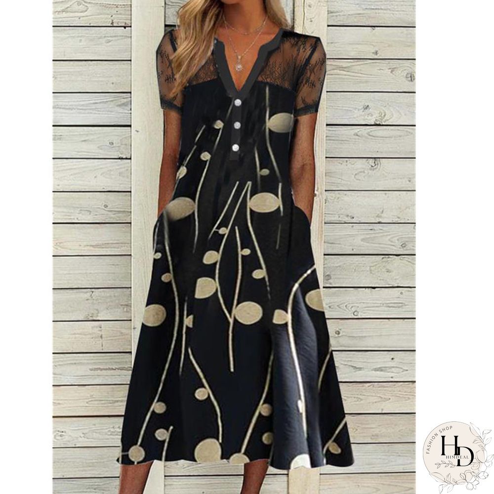 Printed Lace Strapless Sexy Dress Black Dresses