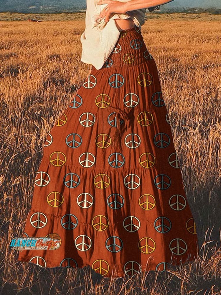Women’s Vintage Hippie Print Cotton Pocket Skirt Multicolor / S