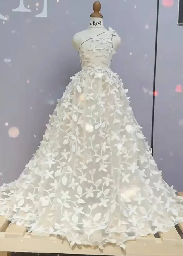 Miabel 3D One Shoulder Floral Wedding Dress