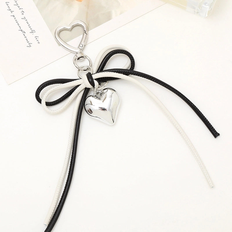 Sweet Heart Shape Bow Knot Pu Leather Zinc Alloy Keychain