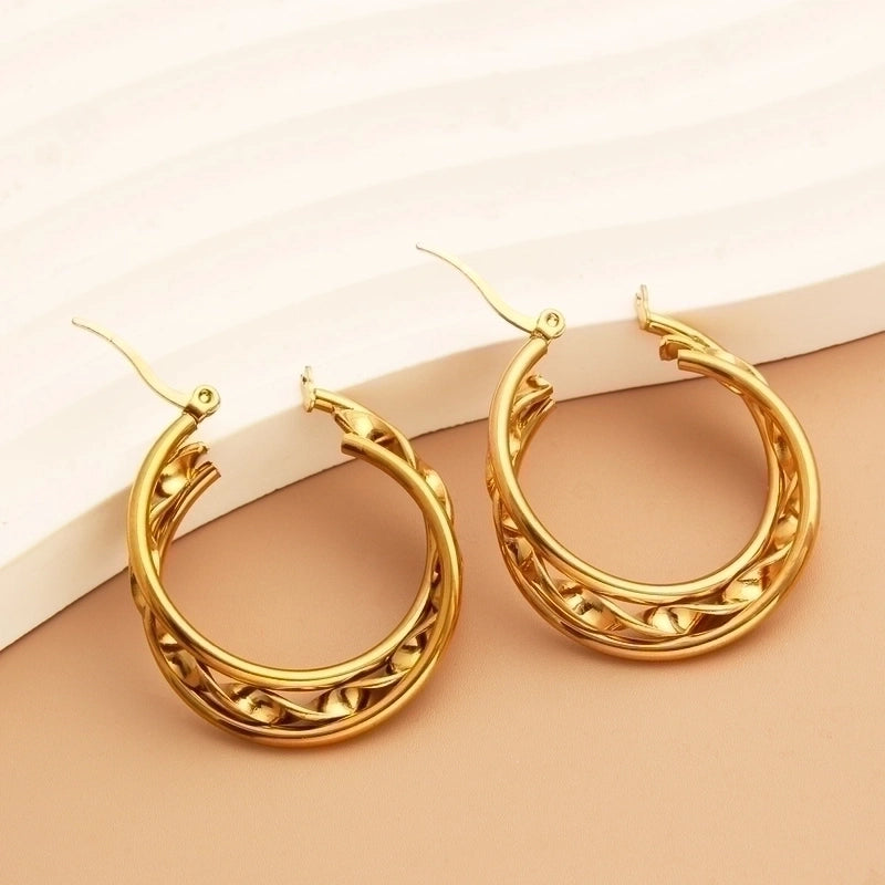 1 Pair Minimalist Commute Solid Color Plating 304 Stainless Steel 18K Gold Plated Earrings