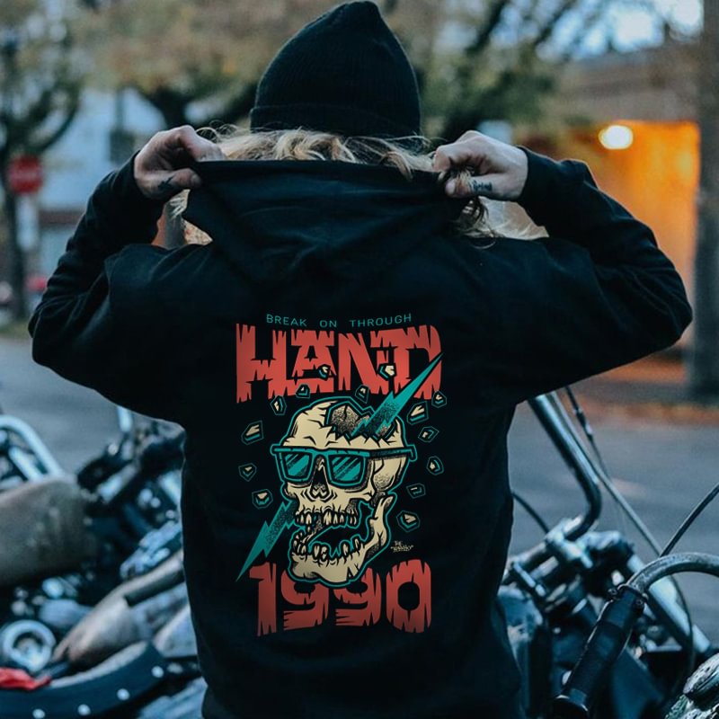 UPRANDY Classic Skull And Letters Printed Men's Hoodie -  UPRANDY
