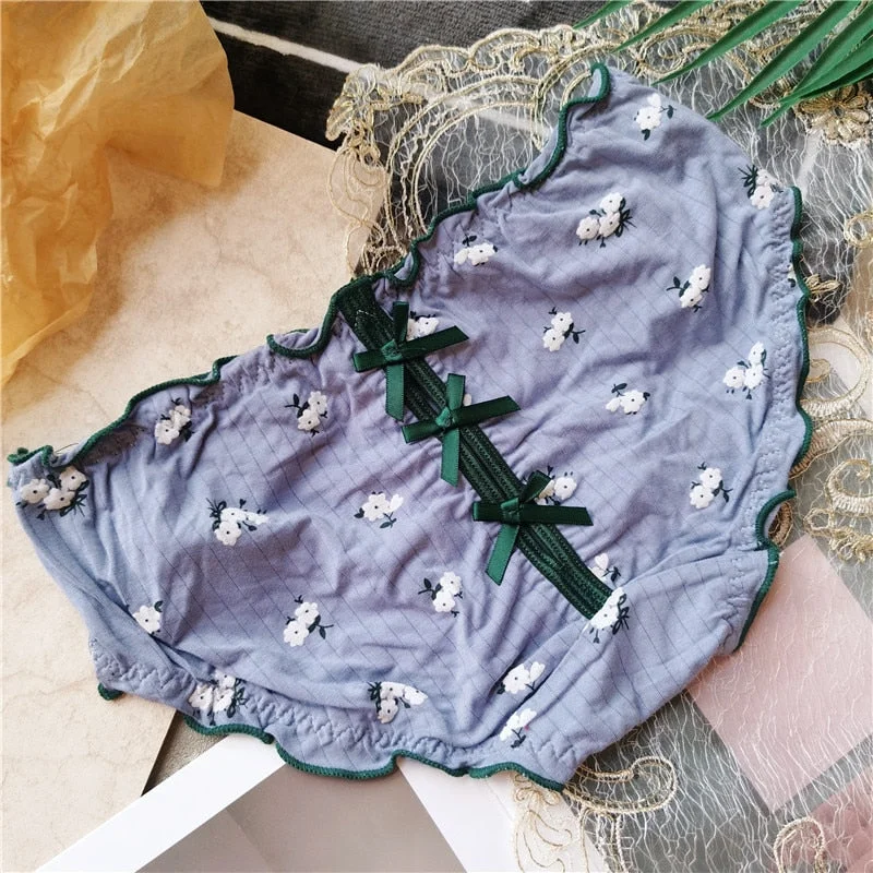 New Women's Cotton Underwear Fashion Contrast Color Hollow Out Bow Briefs Low Waist Seamless Comfort Panties Sexy Lingerie