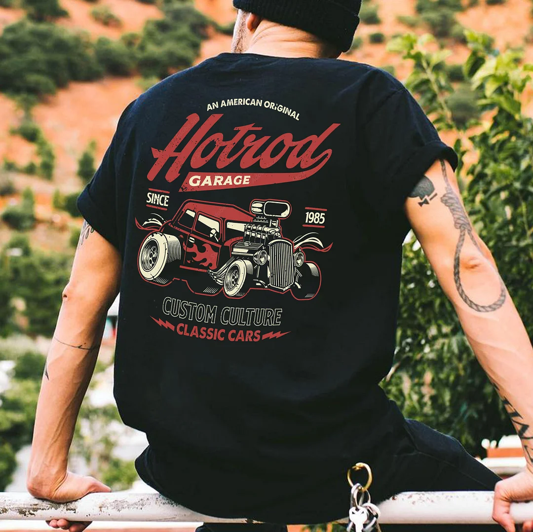 HOT ROD GARAGE Classic Car Print Men's T-shirt
