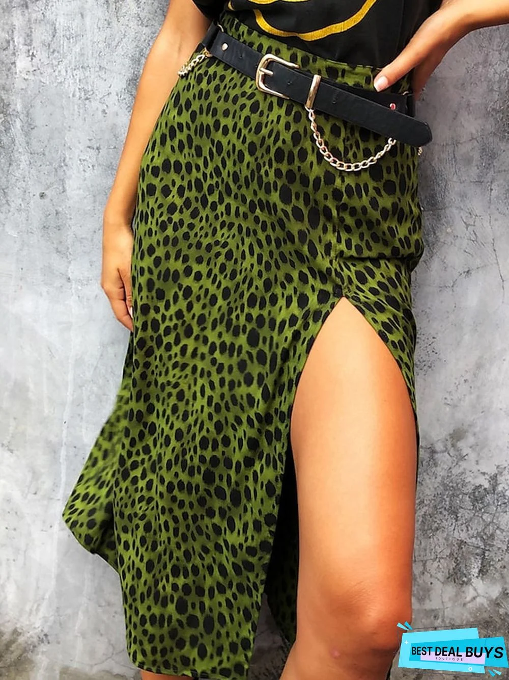 Women's Skirt Midi Polyester Black Purple Brown Green Skirts Summer Split Print Without Lining Fashion Holiday Vacation S M L