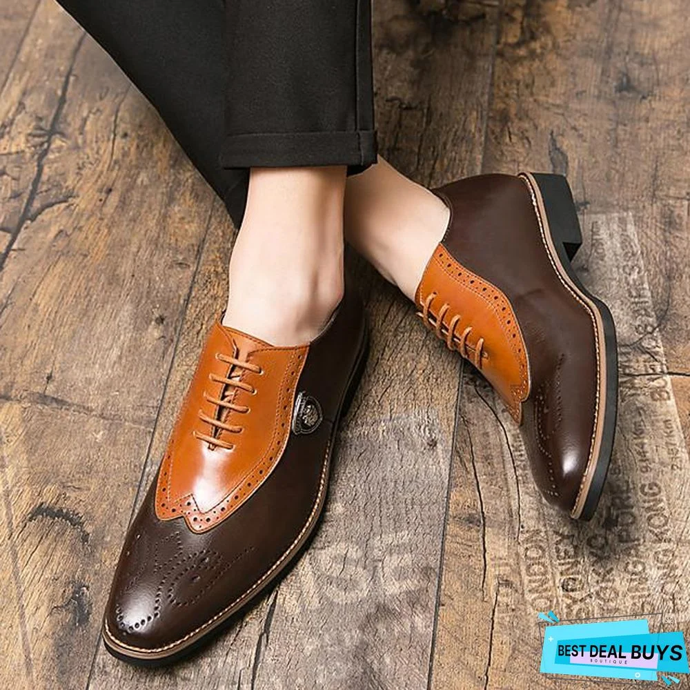 Men's Spring / Fall Classic / Casual / British Daily Outdoor Sneakers Walking Shoes Leather / Nappa Leather Breathable Non-slipping Wear Proof Dark Brown / Black