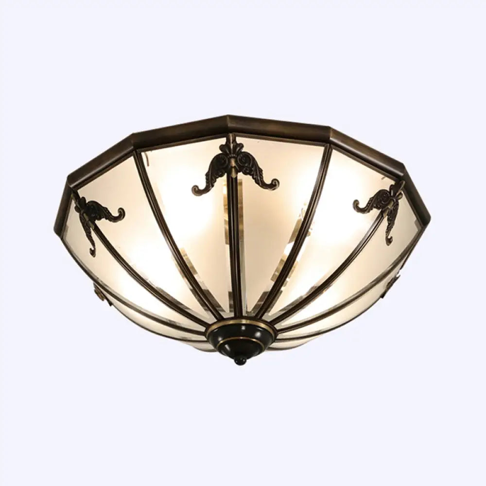 Traditional Flush Mount Ceiling Light For Dining Rooms - Dome Frosted Glass Shade Black / 14&rsquo;