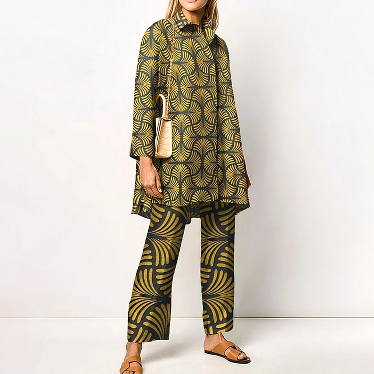 Fashion Print Shirt Two Piece Set