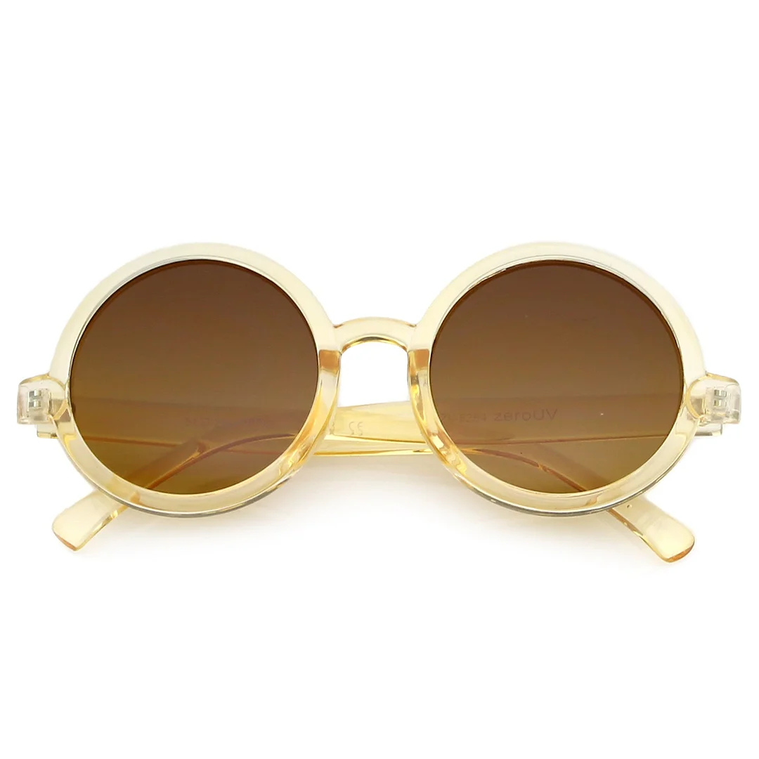 Classic Retro Horn Rimmed Neutral-Colored Lens Round glasses 52mm