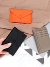 Minimalist Lychee-Grain Envelope Leather Card Holder