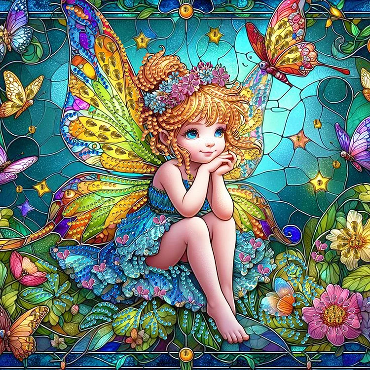 Cute Elf Girl Glass Painting 30*30CM (Canvas) Special Drill Diamond Painting gbfke