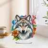 (US Local)DIY Double Sided Effect Special Shaped Flower Wolf DIY Double Sided Effect Diamond Painting Desktop Decorations Kit