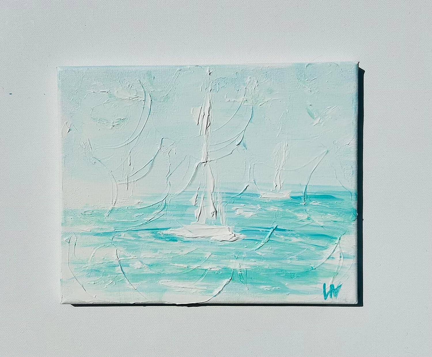 Acrylic Original Wall Art Canvas Hand Painted Texture Artwork Sailboat By Artist (Abstract) Abstract