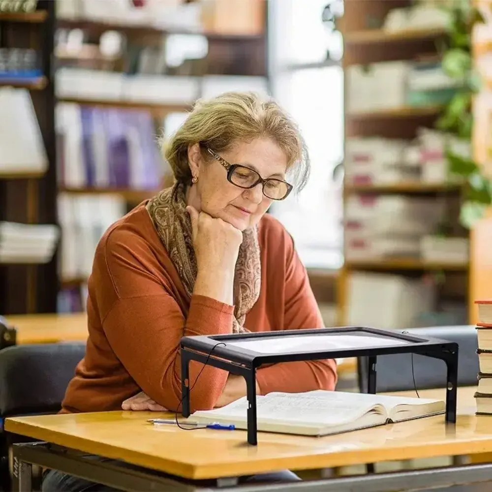 Likron Watches Large 3X Full-Page Magnifier with LED Lights Foldable Desktop Reading Aid for Low Vision