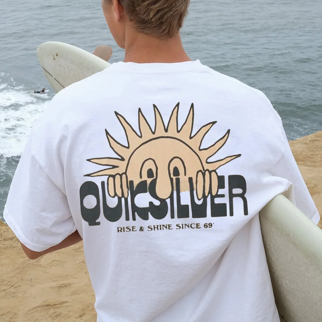 Retro Surf Quiksilver Printed T-Shirt、、URBENIE