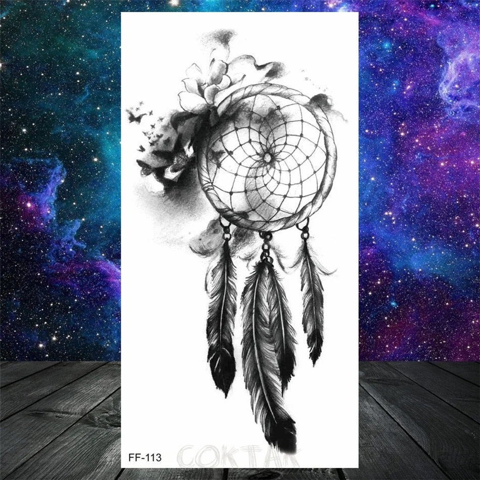 Owl Moth Jewelry Temporary Tattoo For Women Men Mandala Henna Flower Tattoo Mehndi Fake Pendants Geometric Tatoo Chest Back Lace