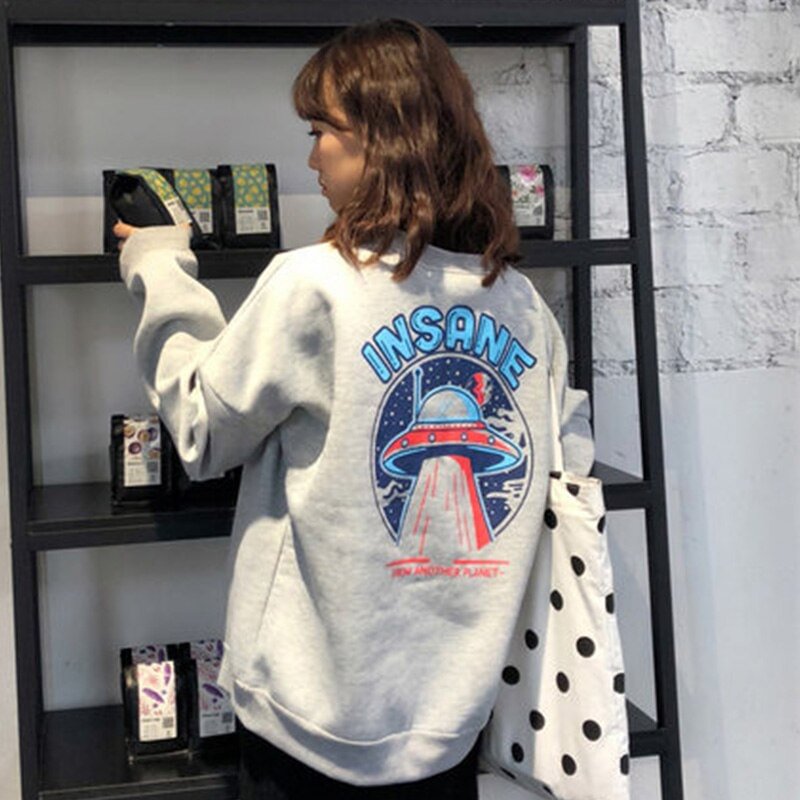 women's hoodie sweatshirt Letter shirt loose  jacket Ins plus velvet clothes coat strange girl pp home plus velvet thickened ins