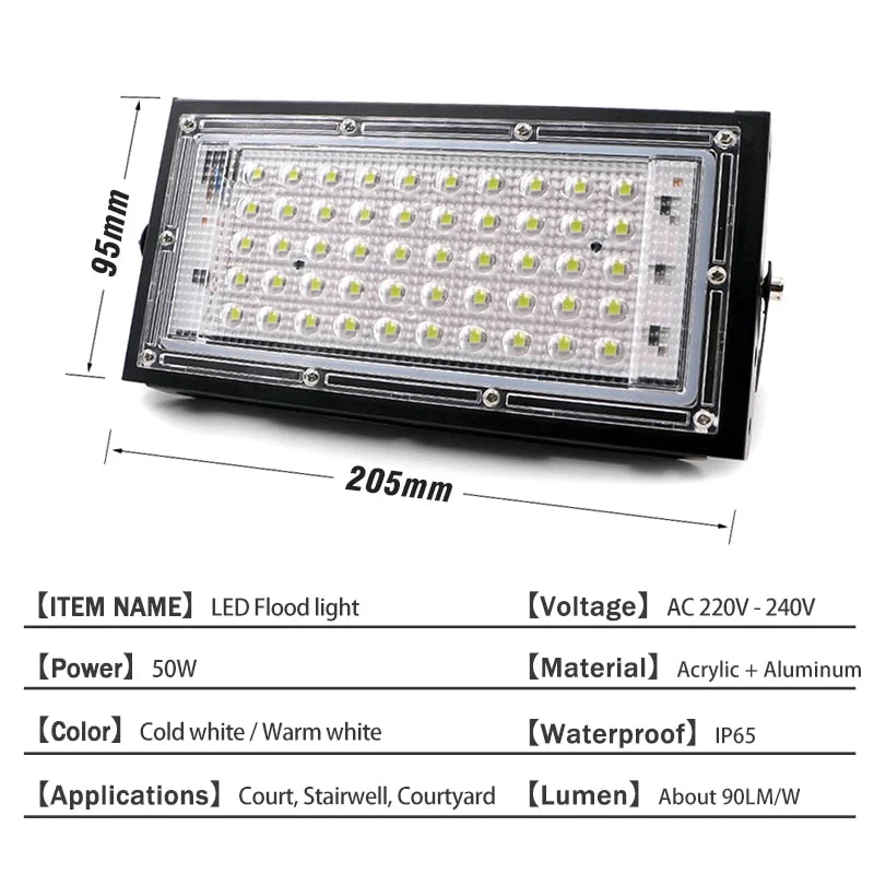 6pcs/lot Waterproof Ip65 LED Flood Light 50W AC Spotlight Led Reflector Floodlights Outdoor Garden Lighting
