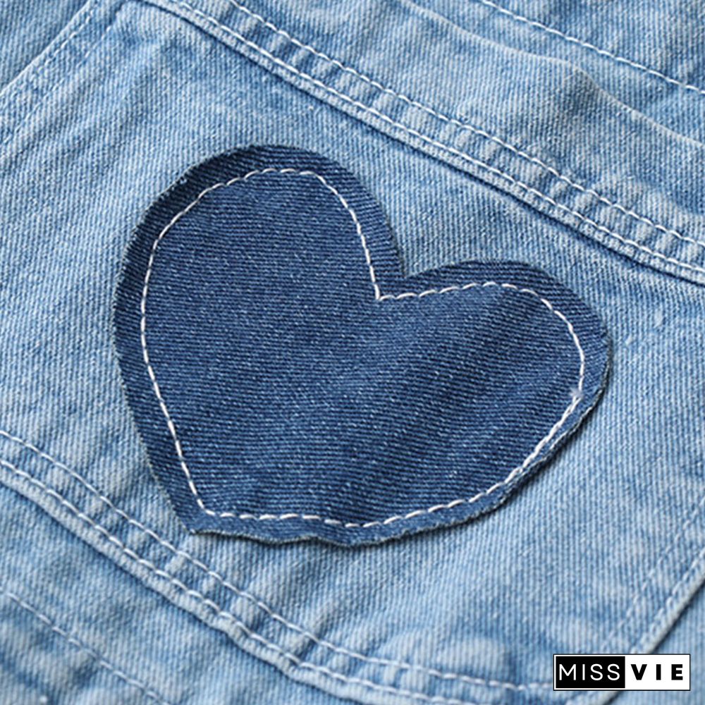 Love Heart Pocket Denim Overall