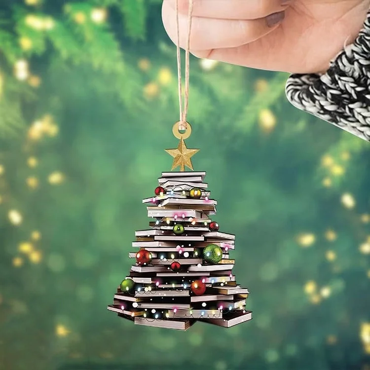 Book Christmas Tree Ornament Acrylic Charm