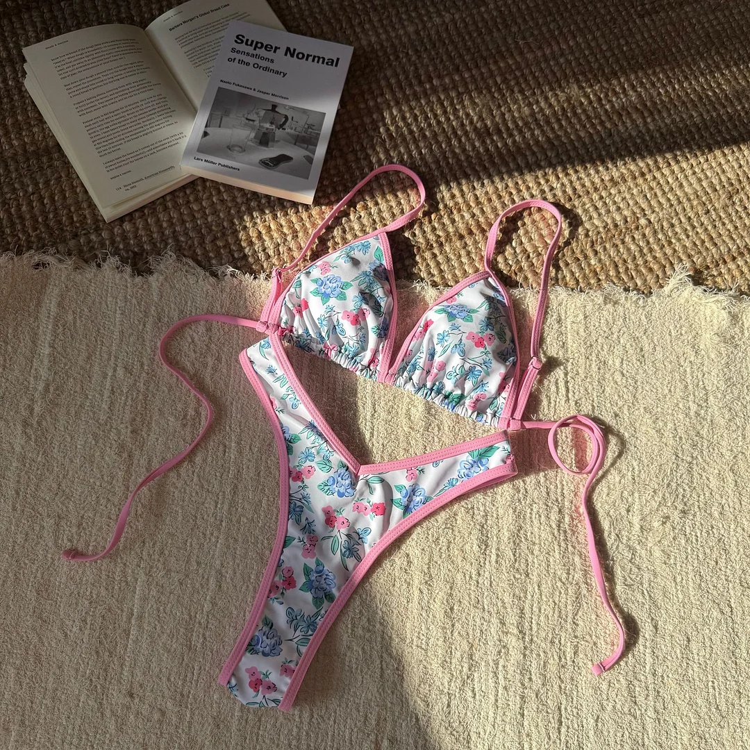 Uveng 2025 New Women's Split Leopard Print Sexy Swimsuit Women's Triangle Strap Swimsuit Bikini