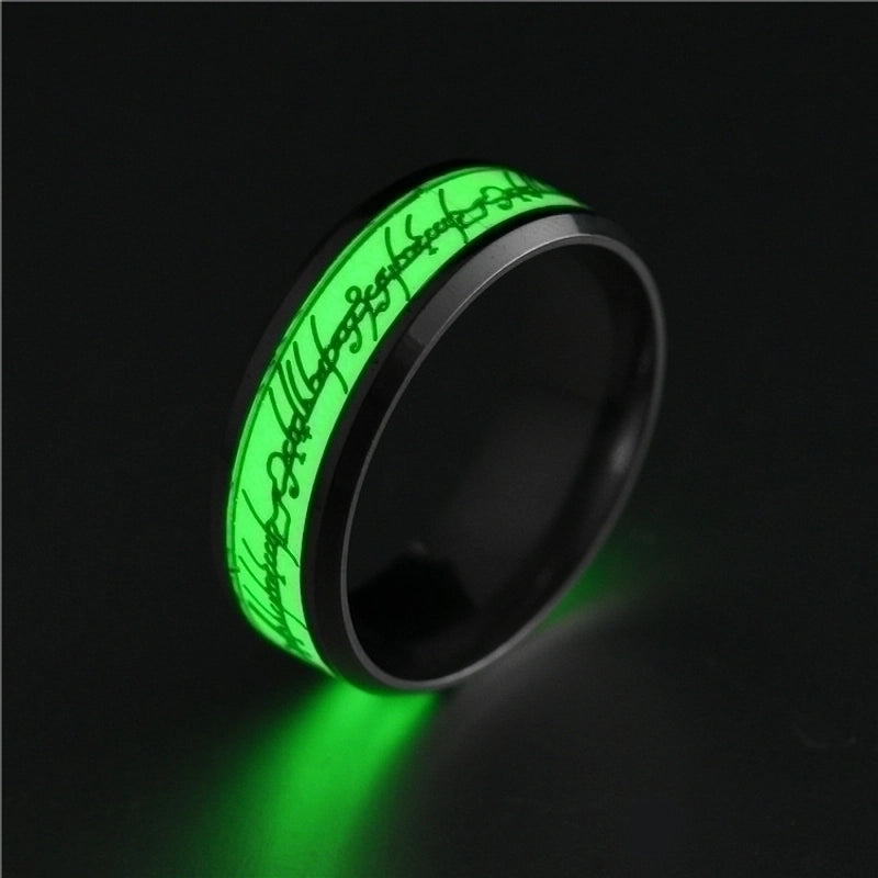 Cross-border Ornament Stainless Steel Luminous Ring Fluorescent Stall Supply Titanium Steel Magic Ring The Lord Of The Rings