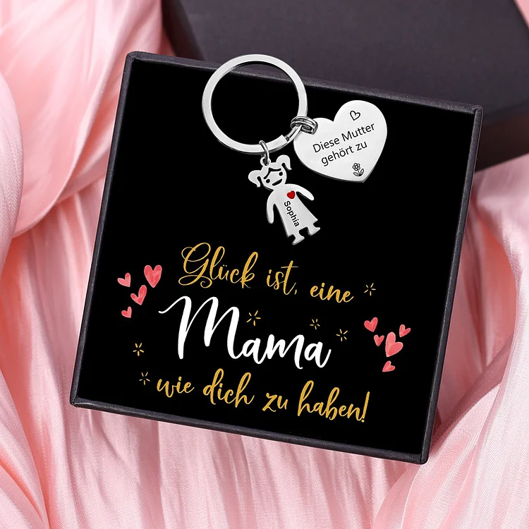 Personalisierter 1 Name Herz Schlüsselanhänger-Diese Mutter Gehört zu-Geschenk mit Nachrichtenkarte zum Muttertag 