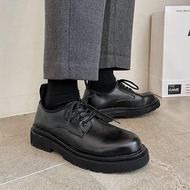 B253-203-1-98 Retro Chic Platform Lace-up Shoes-dark style-men's clothing-halloween