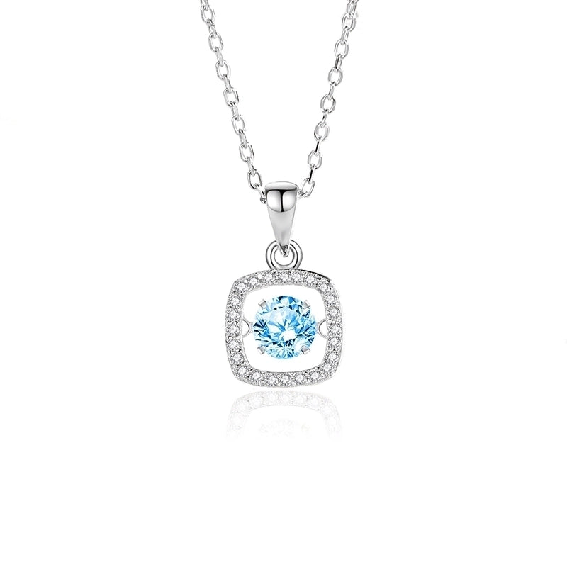 925 Sterling Silver Moissanite Zircon Inlay Solid Color Pendant Necklace