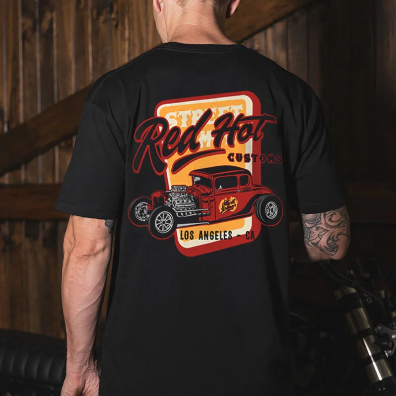 RED HOT CUSTOM Classic Car Print Men's T-shirt
