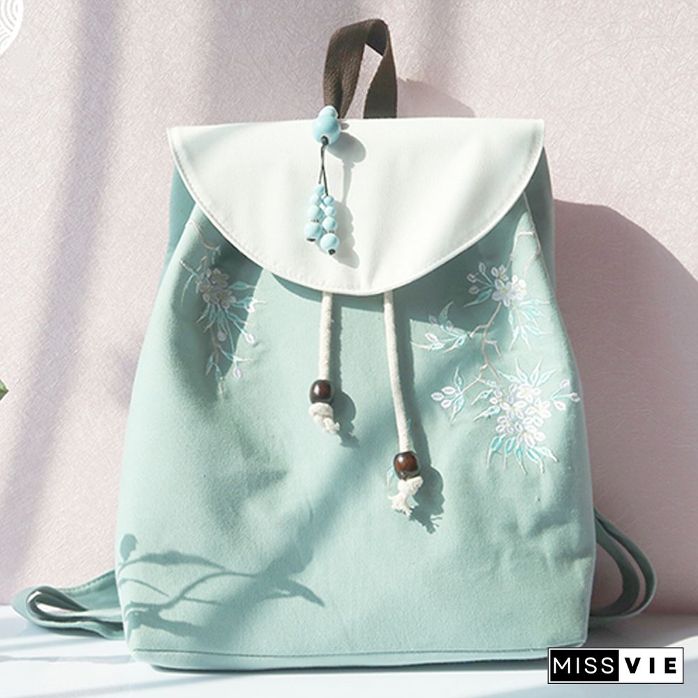 Vintage Flower Embroidery Backpack