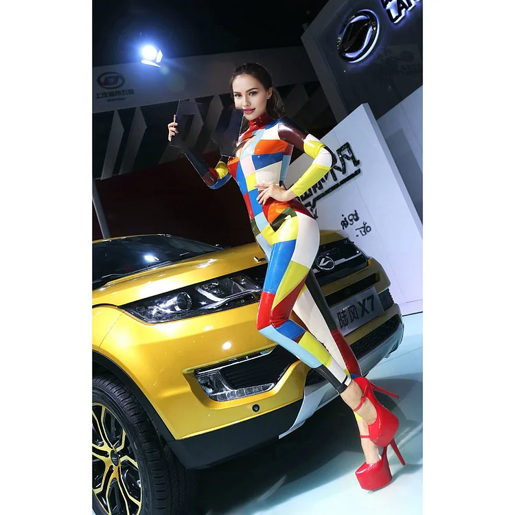 Women Latex Catsuits Colorful Candy