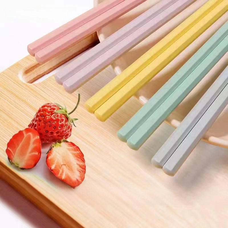 Alloy Chopsticks Macaron Hexagonal Small Fresh Morandi Chopsticks One Person One Chopsticks Household New Tableware Chopsticks