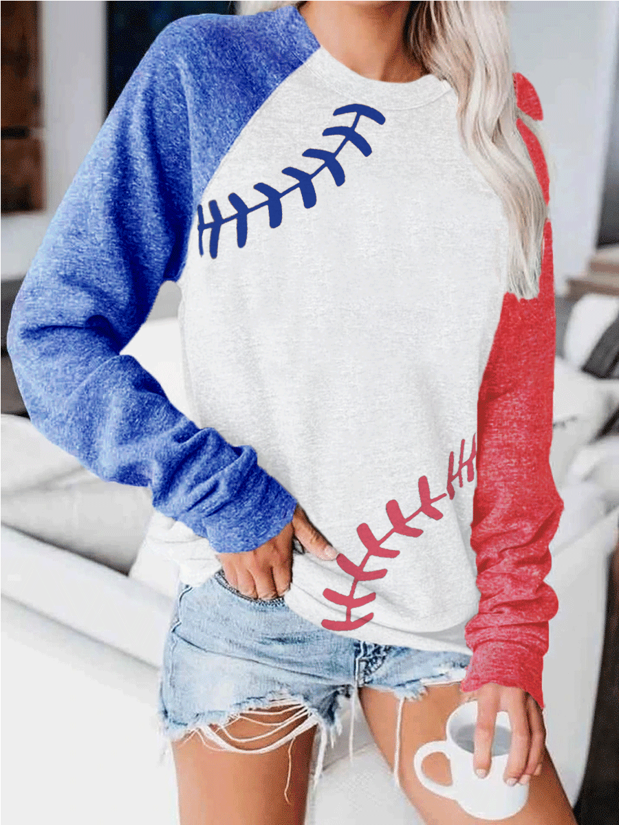 Baseball Lace One The Side Colorblock Sweatshirt