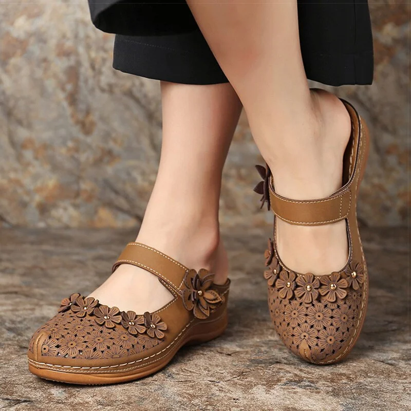 Women Sandals Slip On Summer Sandals For Women Wedges Shoes Retro Heels Sandals Flowers Platform Summer Shoes Sandalias Mujer