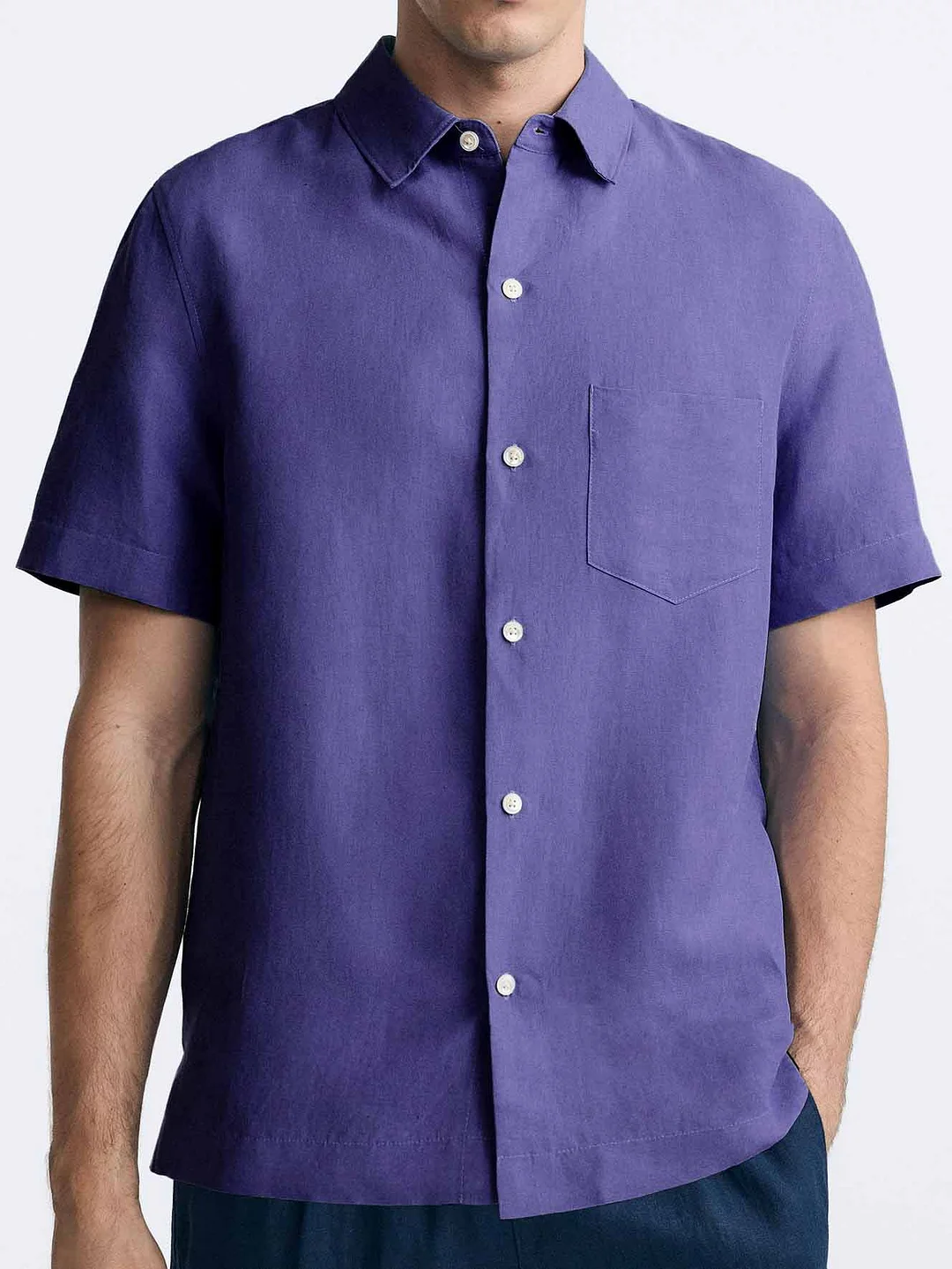 Men's Casual Fashion Comfortable Lapel Short Sleeve Pocket Shirt