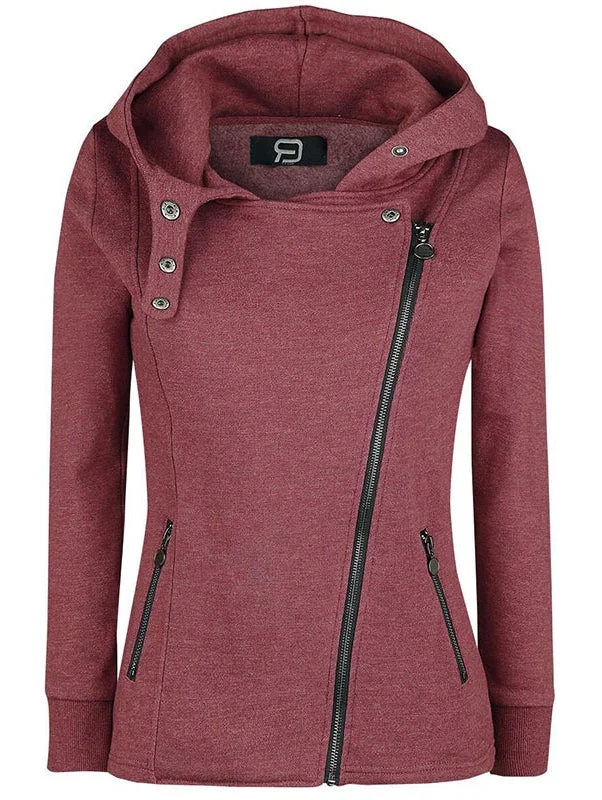 Women's Coats Asymmetric Zip-Up Hoodie