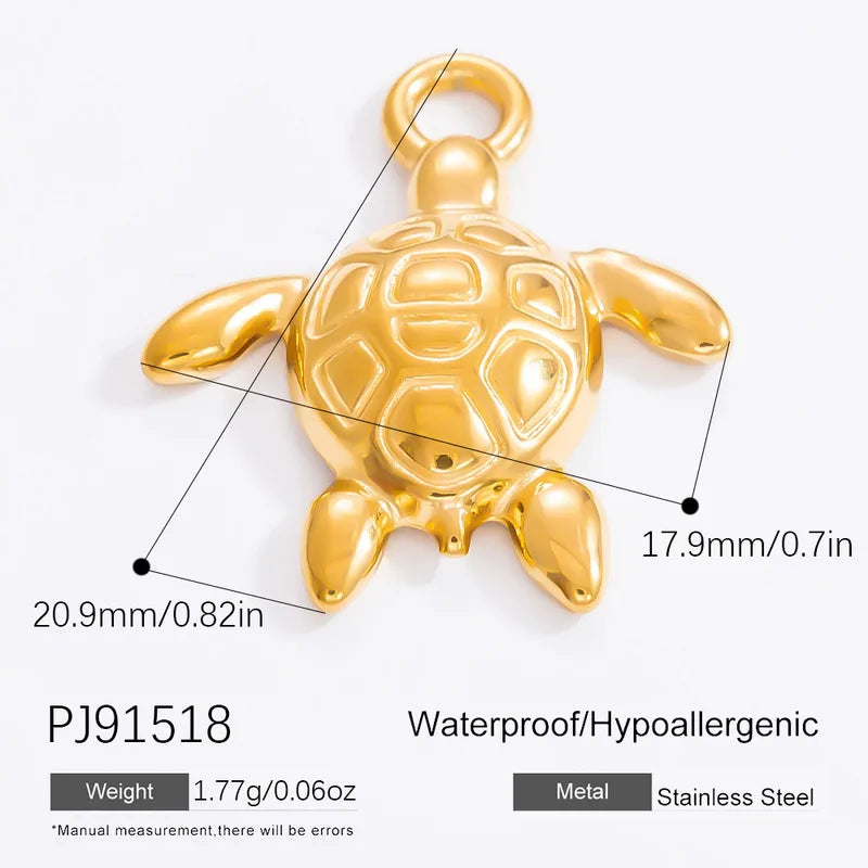 1 Piece 28.4*36.1mm 304 Stainless Steel Zircon 18K Gold Plated Starfish Crab Shell Polished Pendant Jewelry Accessories