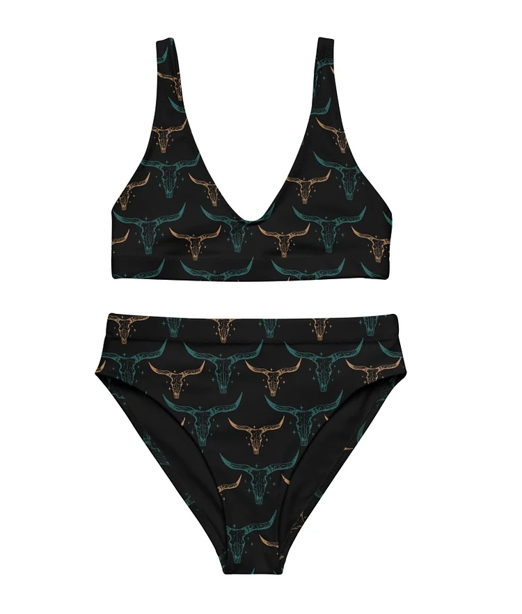 Western Skull Print Swimsuit Set