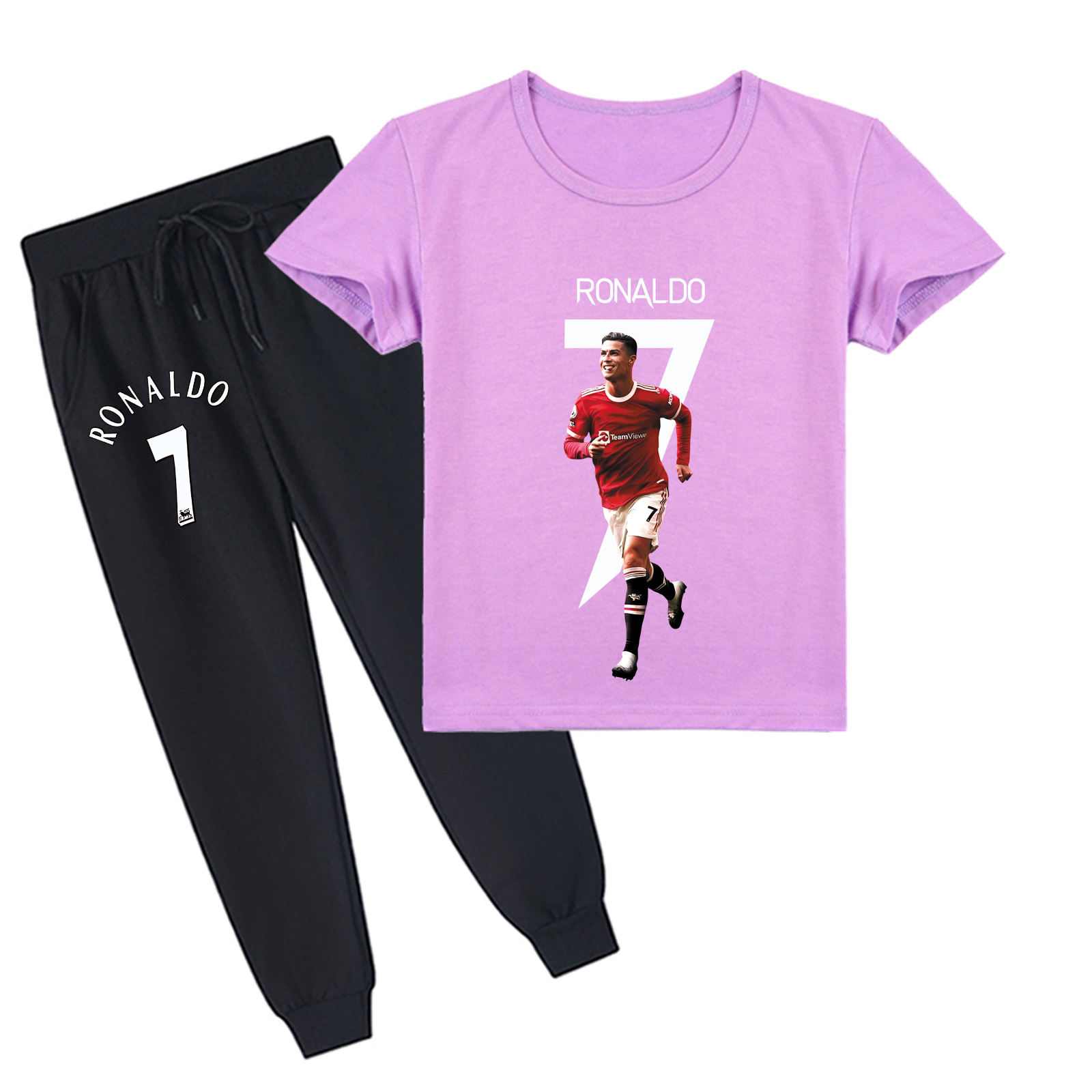 Mayoulove Cristiano Ronaldo Kids Short Sleeve T-Shirt Set - Unisex Soccer Apparel for Boys  Girls, Trending Sports Gear-Mayoulove