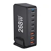 268W 8-Port Fast USB Charging Station with 5 USB-C + 3 USB-A, Portable Multi-Port USB C Wall Charger for iPhone 15-12 Series, iPad Pro, MacBook, Galaxy, Pixel, Switch, and More