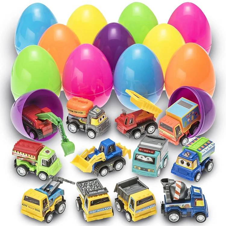 Easter Eggs Filled With Pull-Back Construction Vehicles, Cute Animals, Dinosaurs
