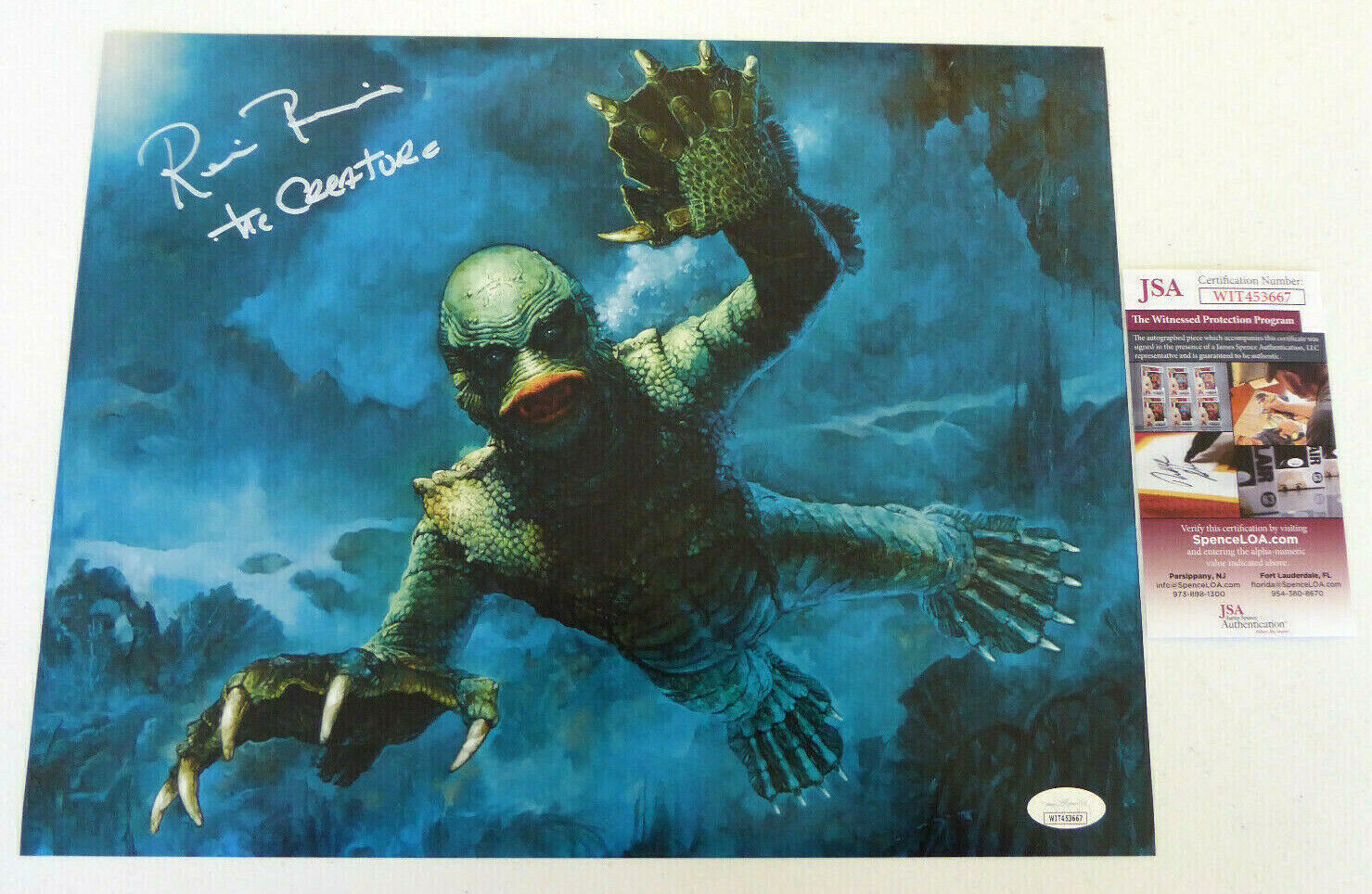 Ricou Browning Signed 11x14 Photo Poster painting Auto, Creature Black Lagoon, JSA Witness COA