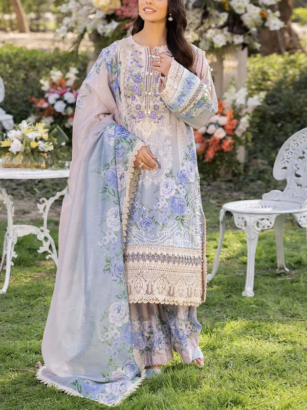 Lace Print Top And Pants Suit