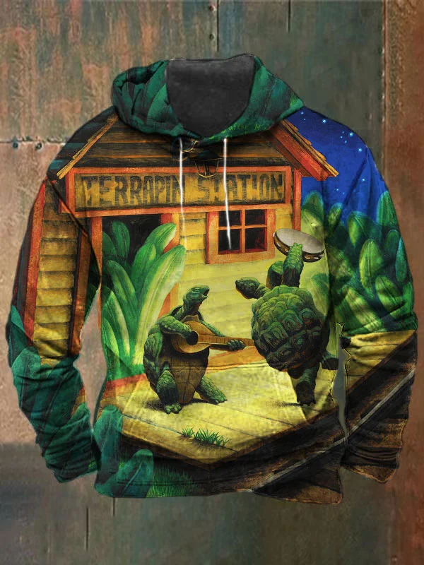 Unisex Terrapin Print Heavyweight Hoodies