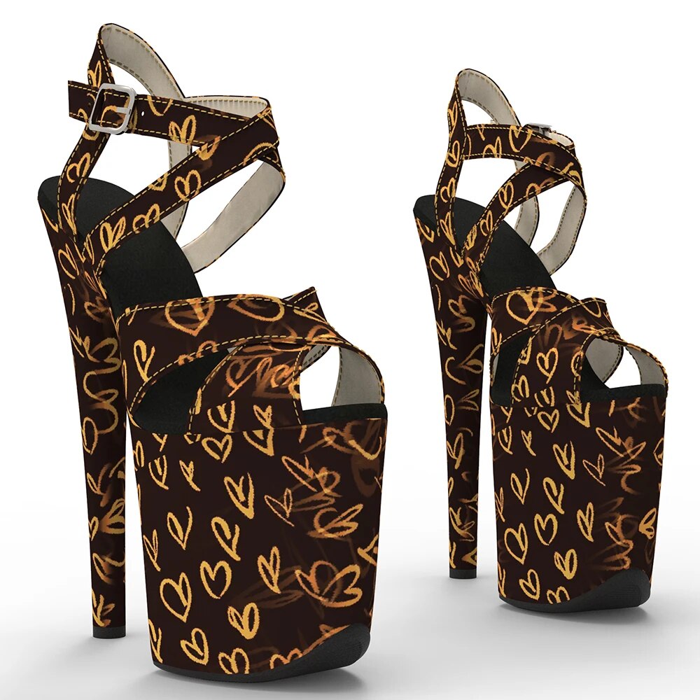 TAAFO 20cm/ 8inches Style Patent PU Platform High Heel Sandals Pole Dance Shoes