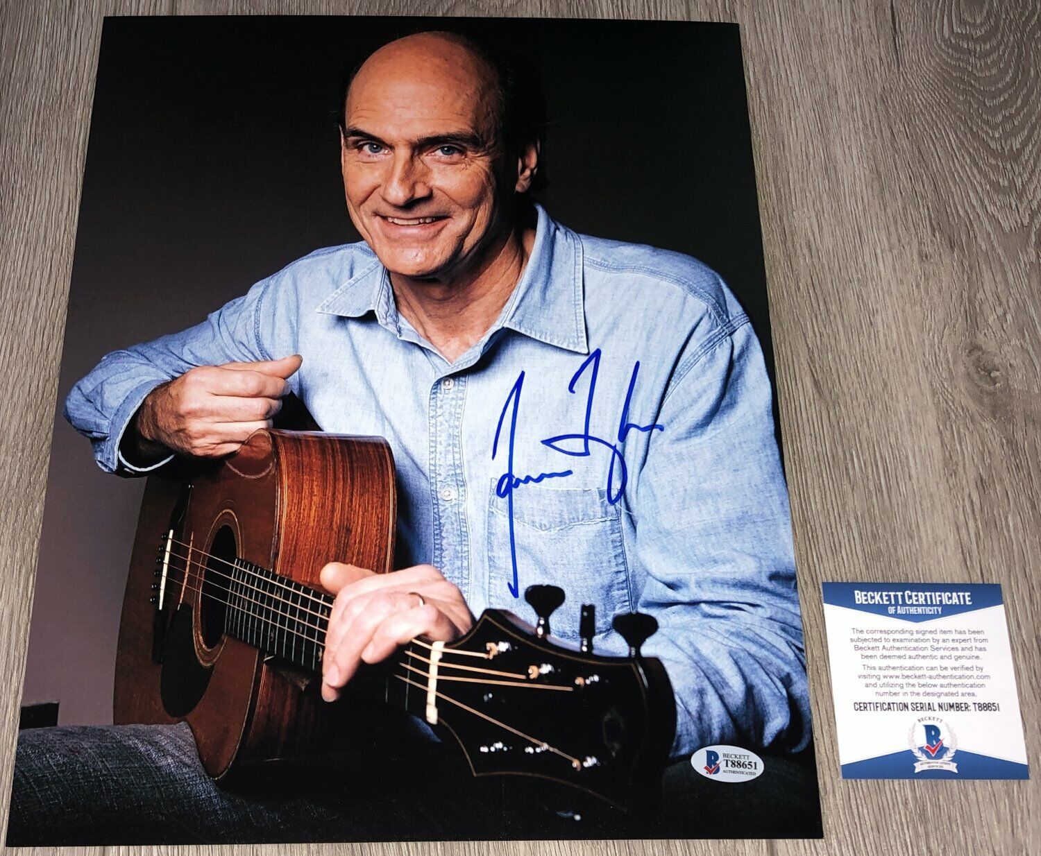 SWEET BABY JAMES TAYLOR SIGNED AUTOGRAPH 11x14 Photo Poster painting w/PROOF & BECKETT BAS COA