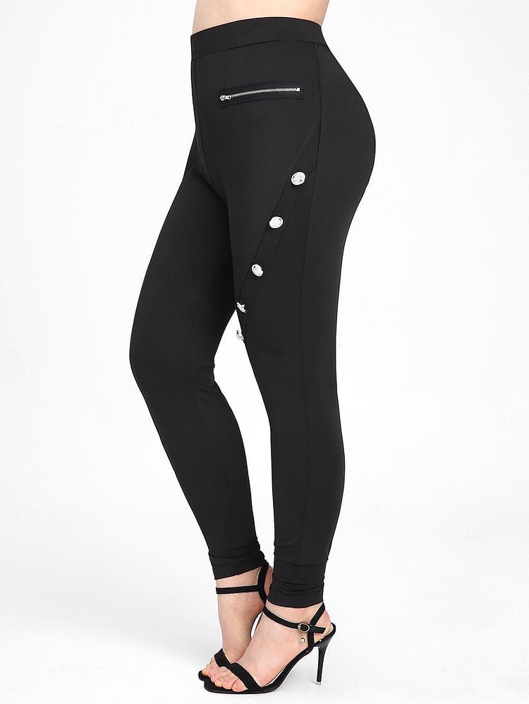 Women's Plus Size Zipper Pocket Leggings