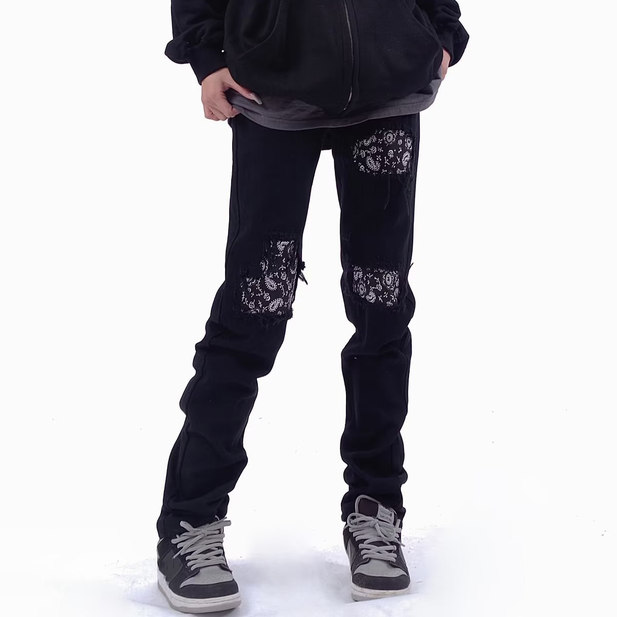 Hiphop Retro Hole Slimming Feet Slimming Cashew Flower Jeans - Sopula｜Premium Graphic Tees & Graphic Clothing